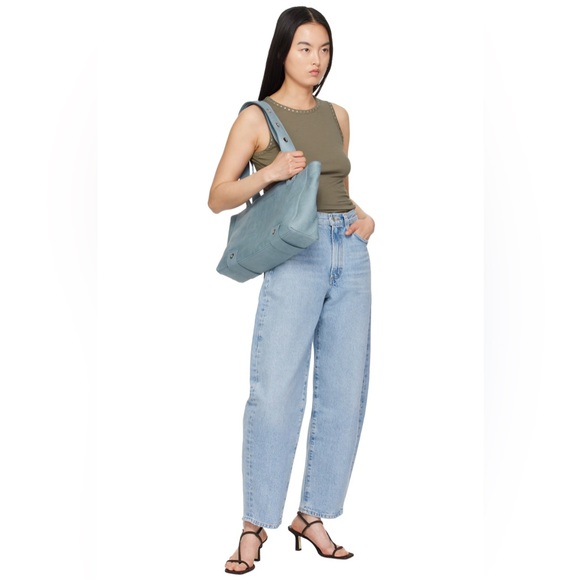 Agolde Balloon Jeans denim light wash raw hem perfect fit size 26 fits 27 - Picture 3 of 4